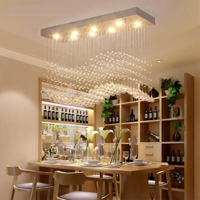 Modern LED Rectangle Living Room K9 Crystal Chandeliers Light Fixtures for Home