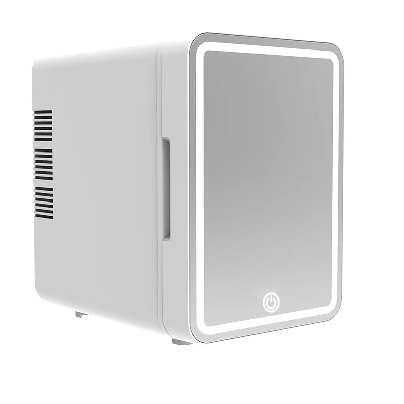 4L Mini Skincare Fridge with Dimmable LED Light Mirror for Refrigerating Make up Skincare and Food for Bedroom Office and Car