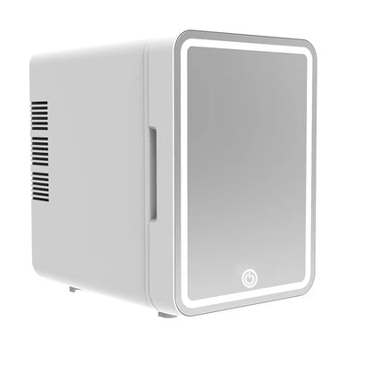 4L Mini Skincare Fridge with Dimmable LED Light Mirror for Refrigerating Make up Skincare and Food for Bedroom Office and Car