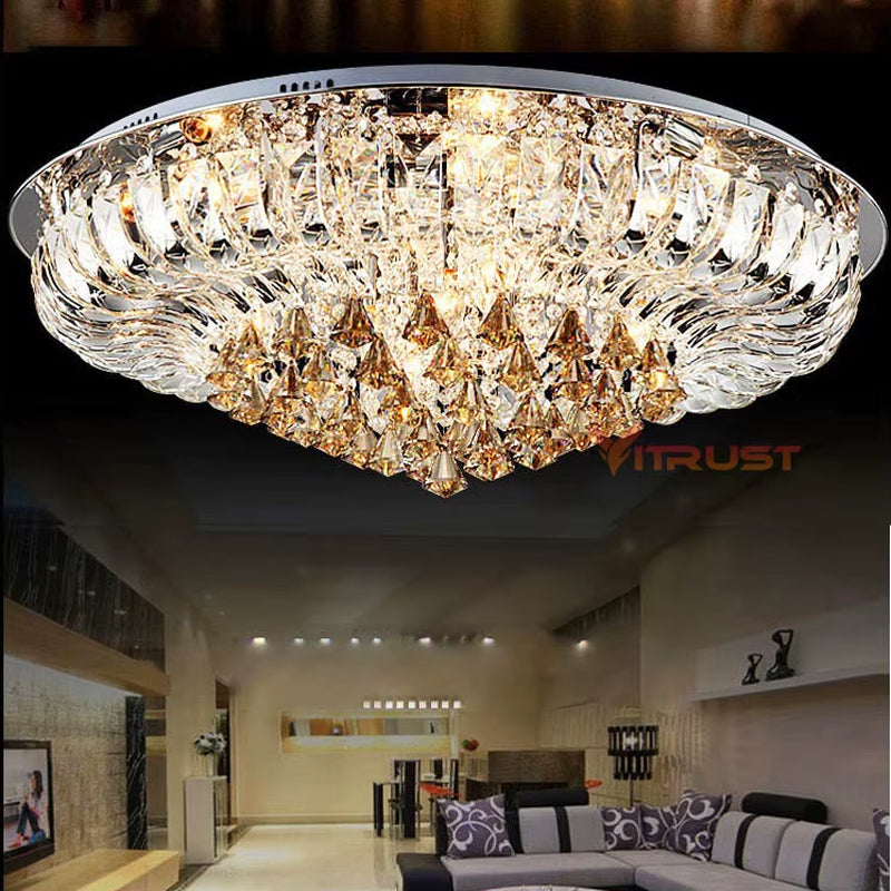 Swan Shape Crystal Ceiling Chandeliers for Living Room Bedroom Modern Stained Glass LED Ceiling Lamps