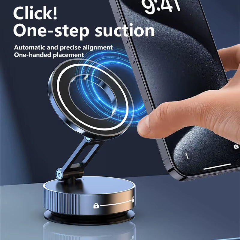 New Super Strong Magnetic Phone Holder Foldable Design 360° Adjustable Vacuum Car Mount for Car Desk Bathroom Holder 2026