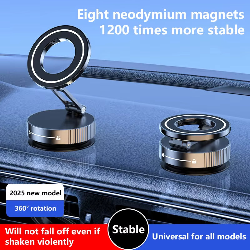 New Super Strong Magnetic Phone Holder Foldable Design 360° Adjustable Vacuum Car Mount for Car Desk Bathroom Holder 2026