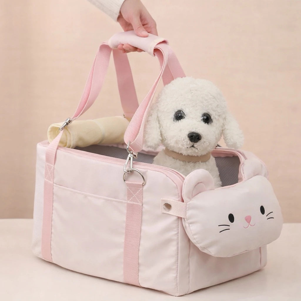 Pawfect Pet Car Booster Seat - Secure & Comfortable Ride for Small to Medium Dogs/Cats  with Handy Storage Pockets with Easy Carrying Strap