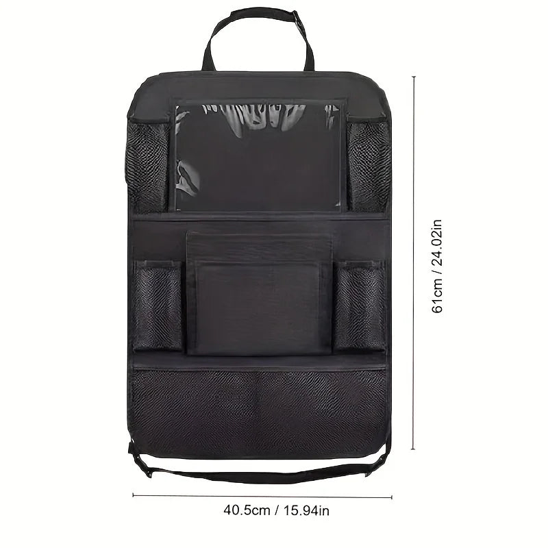 Car Back Seat Organisers Carrying Multi-Pockets Oxford Cloth Car Waterproof Backseat Organizer with Touch Screen Tablet Holder
