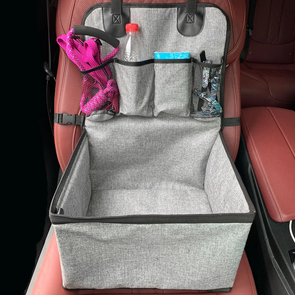 Pawfect Pet Car Booster Seat - Secure & Comfortable Ride for Small to Medium Dogs/Cats  with Handy Storage Pockets