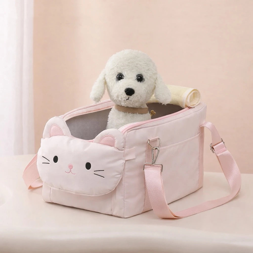 Pawfect Pet Car Booster Seat - Secure & Comfortable Ride for Small to Medium Dogs/Cats  with Handy Storage Pockets with Easy Carrying Strap