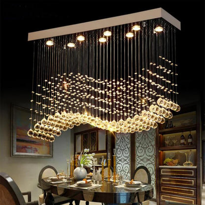 Modern LED Rectangle Living Room K9 Crystal Chandeliers Light Fixtures for Home
