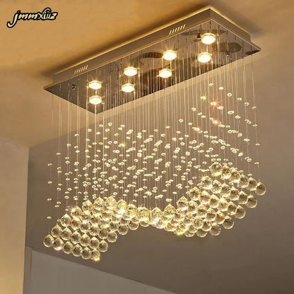 Modern LED Rectangle Living Room K9 Crystal Chandeliers Light Fixtures for Home