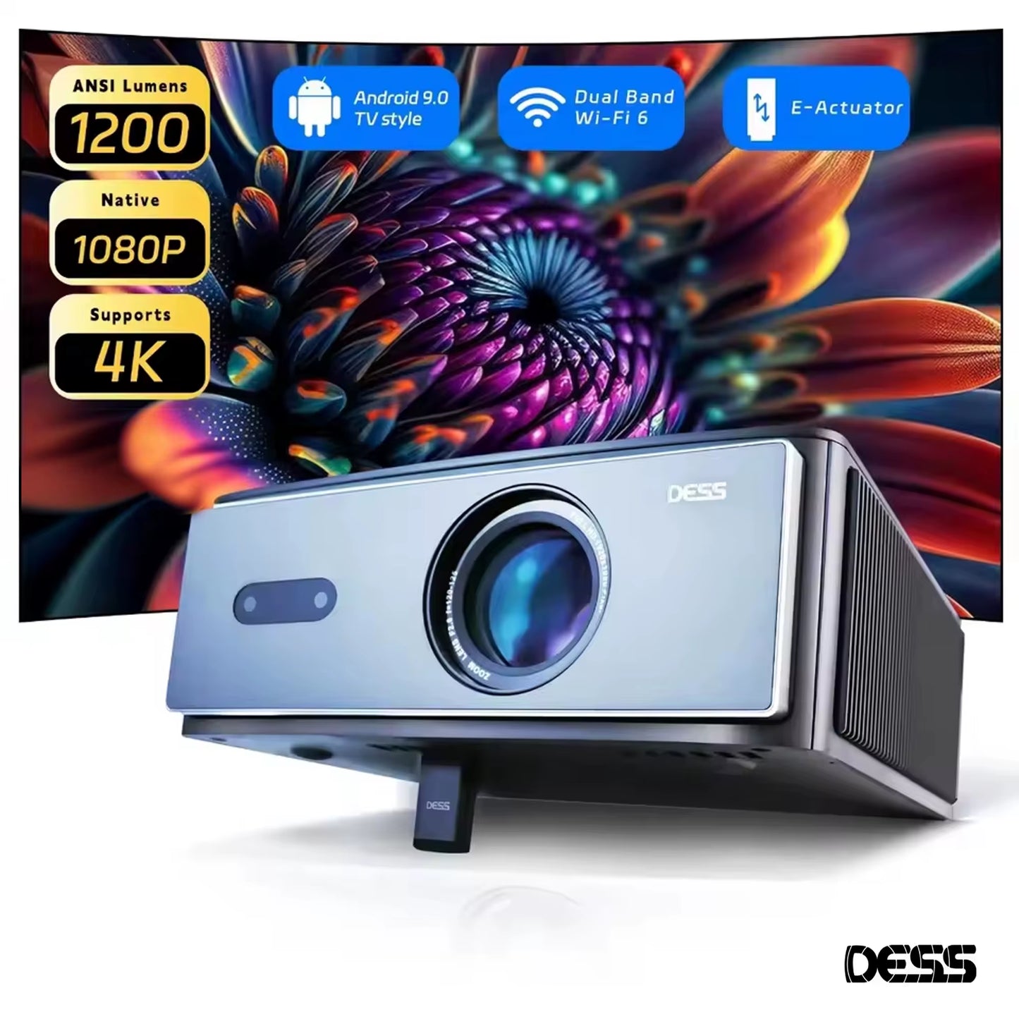 C4 PRO 1080P Projector Full HD 4K 1200ANSI Projectors Video Smart TV for Home 32GB Movie Theater Beamer