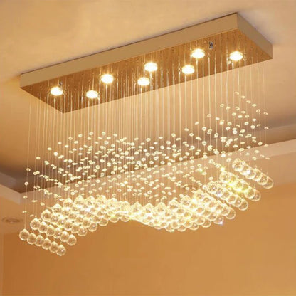 Modern LED Rectangle Living Room K9 Crystal Chandeliers Light Fixtures for Home
