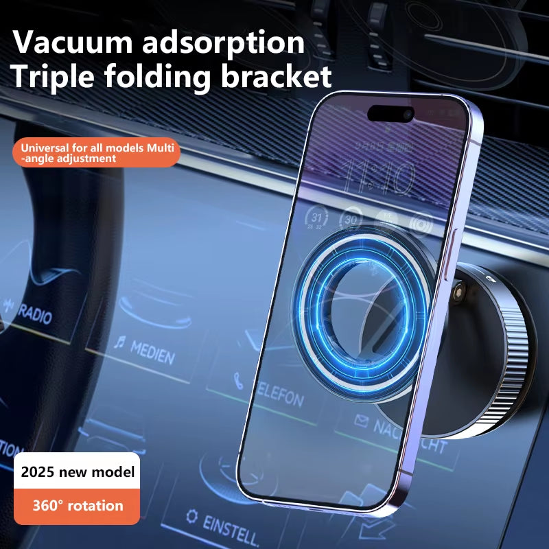 New Super Strong Magnetic Phone Holder Foldable Design 360° Adjustable Vacuum Car Mount for Car Desk Bathroom Holder 2026
