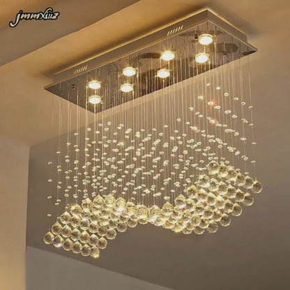 Modern LED Rectangle Living Room K9 Crystal Chandeliers Light Fixtures for Home